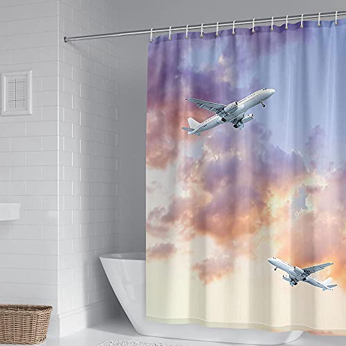 ZDDWLDL 4-Teilig Duschvorhang Set Mit Rutschfesten Teppichen Toilettendeckel Und Badematte Wasserdicht Farbfest Schimmel… – Bild 4