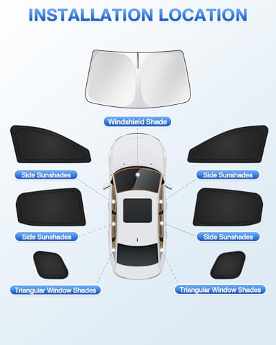Image of Canvcle Window Shades for 2025 2026 Nissan Kicks Accessories Windshield Sun Shade Side Rear Window Covers Sunshade Sun Visor Shield Privacy Protection for Camping Keep Vehicle Cool Black 7PCS
