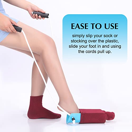 CAidRE Sock Aid - Wide 3.93" Sock Aid with Foam Handles, Sock Aide Device for Elderly, Sock Helper Easy On Easy Off for Regular Socks, Blue - Image 3