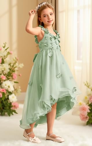 Tulle Flower Girl Dresses for Wedding Floral Applique First Communion Dress Princess Pageant Party Gown with Bow4