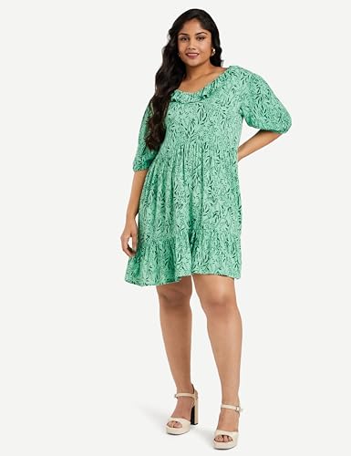 Image of Amazon Brand - Eden & Ivy Women's Crinkled Rayon Fit and Flare One Piece Knee-Length Dress (Available in Plus Sizes)
