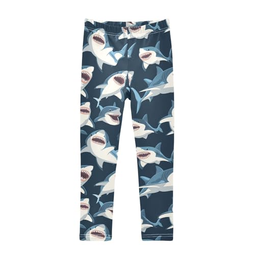 Sharks Girls Leggings Toddler Doodles Cartoon Kids Yoga Pants Dance Active Tights 4T