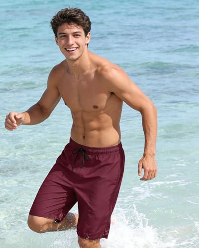 Image of Mens Swim Trunks with Compression Liner 2 in 1 Quick Dry Swimming Shorts Swimwear Bathing Suits with Pockets