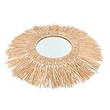  Holibanna Vintage Boho Mirror Espejo de Paja: Ratán Tassel Mirror Colgando Macrame Macrame Mirrame Mirror Rústico Decorativo Mirror Dormitorio Hogar Dormitorio Sala de Estar Nevera Espejo