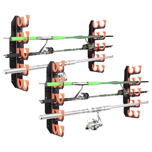 Porte Canne à Pêche, 2 Paire Support de Canne à Pêche Horizontal, Rod Rack Stockage de 20 Pôles, Support Cannes à Pêches Ratelier, pour Garage, Bateaux, Montage...