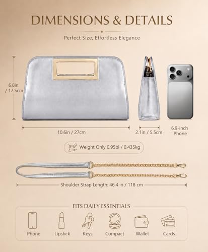 Image of VASCHY Clutch Purse for Women,Fashion Vegan Leather Cut-Out Handle Evening Handbag Crossbody Shoulder Bag for Wedding,Party