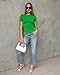 Abardsion Women's Casual Basic Going Out Crop Tops Slim Fit Short Sleeve Crew Neck Tight T Shirts 2026 (Spring Green, M)