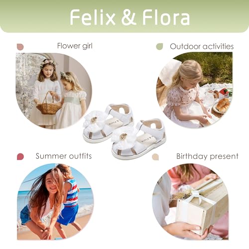 Image of Felix & Flora Toddler Girls Sandals Soft Rubber Princess Flat Shoes Flower Girl Shoes