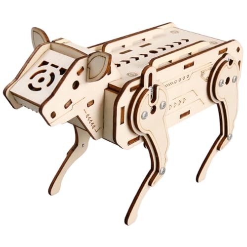 Kit científico de perro de madera controlado por movimiento manual para niños