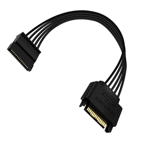 HuaLiSiJi 15 Pin SATA Extentions D'alimentation SATA Mâle vers Femelle Cable 1 à 2, pour HDD, SSD, Lecteurs Optiques Câble (30 CM)