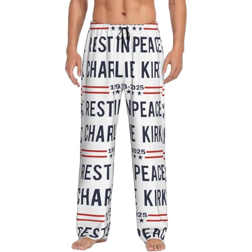Rest In Peace Charlie Kirk Men'S Pajama Bottoms Lounge Sleepwear Loose Soft Comfort Pajama Pants With Pockets