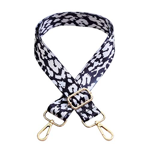 FENICAL Wide Bag Straps Replacement Guitar Strap Adjustable Leopard Printed Pattern Strap with Gold Hooks for Purses and Handbags (Grey) Cover
