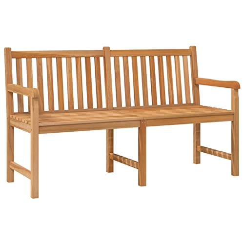 Homgoday 150cm Solid Teak Wood Garden Bench Garden Bench Heavy Duty Balcony Bench for Balcony, Terrace & Garden - Image 4