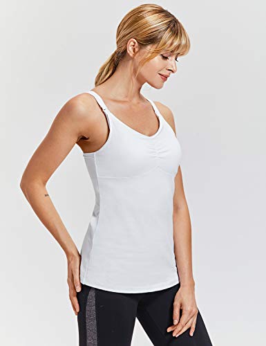 Gratlin Women's Cotton Maternity Nursing Tank Top Camis With Built-In Bra White 32E/F #TOP2