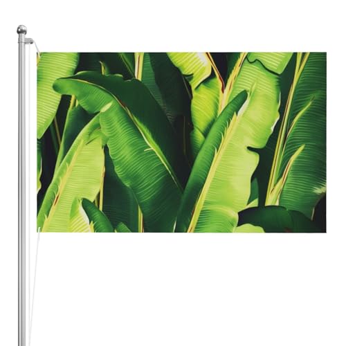 Drapeau de jardin imprimé feuilles de bananier tropicales 1,5 x 2,4 m – Drapeau de jardin double face pour extérieur, Noël, vacances, toutes saisons décoration de cour