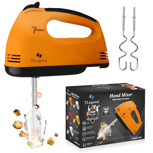 TechnoLegend Hand Mixer Electric Handheld &ndash; 7 Speed Ultra Power Electric Mixer Handheld (Orange)