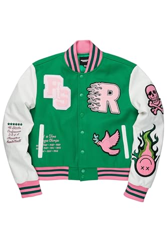 Women's Aniya Green Oversized Varsity Jacket | size: X-Large