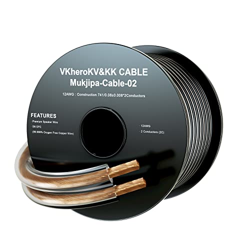 VKheroKV Mukjipa-Cable-02 5N OFC((99.999% Oxygen Free Copper Wire) HiFi Audio Speaker Wire 2 Conductors, 10 AWG, 12 AWG
