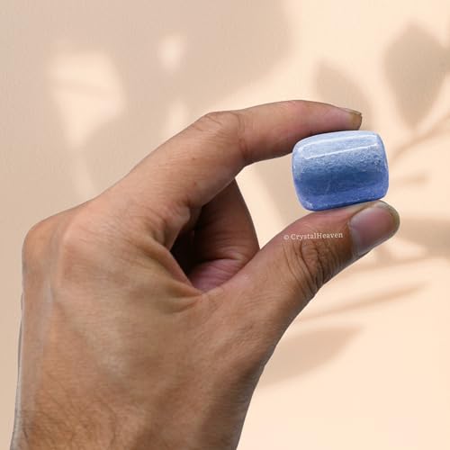 Image of Crystal Heaven Certified Blue Calcite Healing Tumbled Stone,Natural Polished Crystals For Diy Crafts,Manifestation,Meditation,Pooja Feng Shui And Reiki Healing(30 Grams)