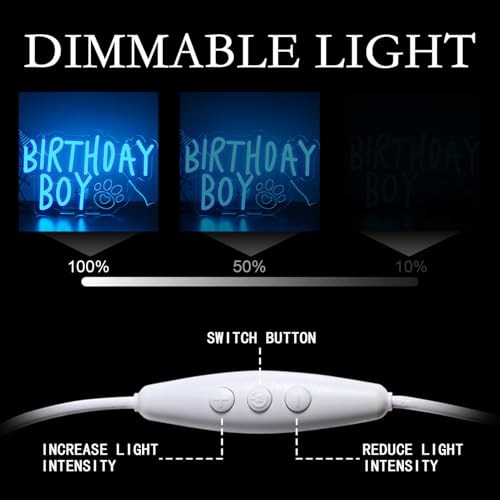 Image of Boy Dog Birthday Neon Sign Birthday Decorations Pet Puppy Birthday Party Gifts for dog lovers-14.5 x 12.2 Inches-USB Powered-Acrylic