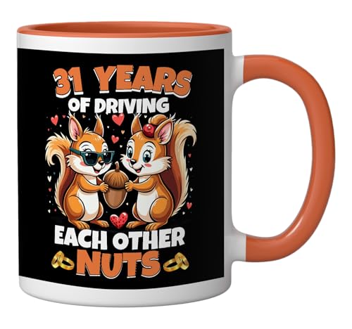 Taza de cerámica 31 aniversario naranja y blanca miniatura 2