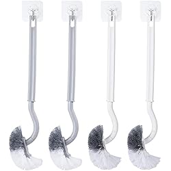 Ventilador Airis AISIR 4pcs escobilas de baño, escobilla baño Silicona, Mango Largo escobilla baño, Cepillo de Inodoro de Pelo Blando Tipo s de plástico, para baño, bañera, Blanco/Gris