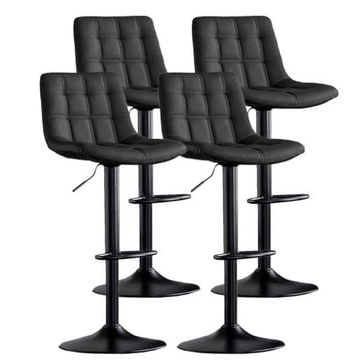 Banqueta Alta Giratória para Cozinha em Couro Sintético Duoffice Kitana DU77 (4, Preto)