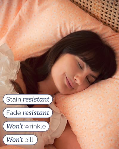 Image of Full 4 Piece Floral Sheet Set - Soft, Breathable & Cooling - Blush Daisies | 1 Flat, 1 Fitted & 2 Pillowcases w / Deep Pockets, Boho Botanical Floral Bedding, Breathable & Cooling, Wrinkle & Fade Free