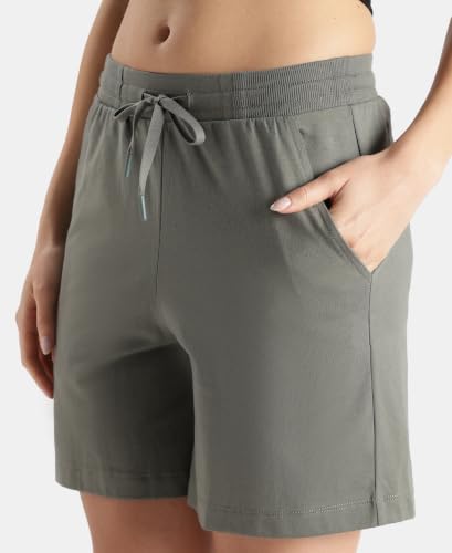 Image of Jockey AW23 Women Super Combed Cotton Rich Regular Fit Shorts with Side Pockets
