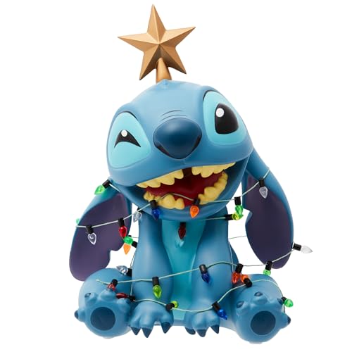 Enesco Disney Showcase Stitch Wrapped in Christmas Lights Figurine 7.5 Inch Multicolor