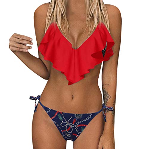 Luckycat Bikini Mujer 2020 Sujetador Push-up para Mujer Bikini Set Volantes Traje de baño Cintura Baja Traje de baño Swim Dividido Bikini Conjunto de Traje de baño de Dos Piezas de Bikini Sexy