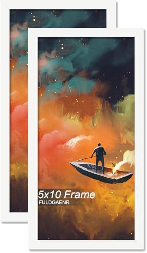 5x10 Picture Frame Set of 2, White Frames for 5 x 10 Inch Photo Poster