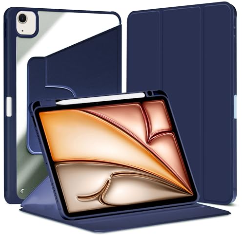 Image of TGK Rotating Case Cover for iPad Air 13 inch M4 /M3 /M2 (2026 /2025 /2024) with Pencil Holder (Dark Blue)
