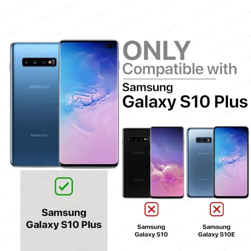 Image of WOW IMAGINE Shock Proof Back Case Mobile Cover for Samsung Galaxy S10 Plus (Armor | Hybrid PC + TPU | Full Protection with Ring Holder Kickstand | Carbon Black)