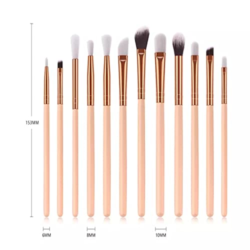 12Pcs Professional Eyes Makeup Brushes Set Wood Handle Eyeshadow Eyebrow Eyeliner Blending Smudge Brush image 4