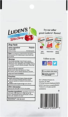 Luden's Throat Drops, Sugar Free, Wild Cherry 25 Each (12 Pack) #TOP4
