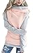 Produktbild ECOWISH Damen Kontrastfarbe Pulli Pullover Rollkragen Sweatshirt Kapuzenpulli Top Hoodies Rosa M