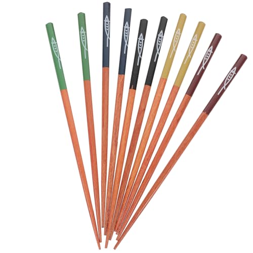 ledmomo 5組 寿司木?子 双 和風木製箸 ボックス入り 滑り止めデザイン 繰り返し使える 丈夫な和箸