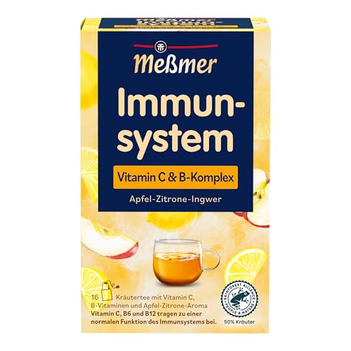 Meßmer Immunsystem | Vitamin C und B-Komplex | Kräutertee mit Apfel-Zitrone-Aroma | 16 Teebeutel