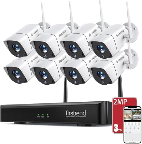Image of Firstrend Wireless Security Camera System with 3TB Local Storage, AI Human Detection, Two-Way Audio, 8CH NVR Kit, Outdoor Home Security Cameras, Motion Detection, Night Vision, No Monthly Fees