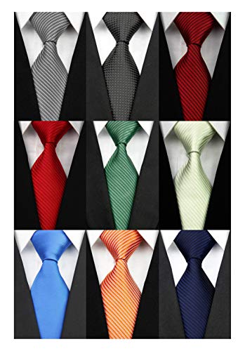 Wehug Lot 9 PCS Classic Men's tie 100% Silk Tie Woven Jacquard Neckties Solid Ties for men style001