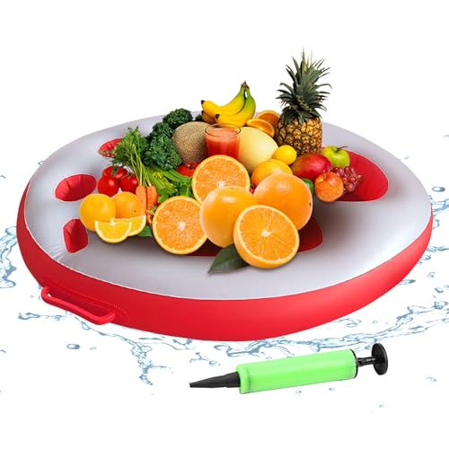 Polletta para bebidas flotantes – Bandeja de bebidas grandes plegables con bomba | Organizador de copas multifuncional de 9 hoyos para borde de piscina, playa y bañeras de hidromasaje - Para In