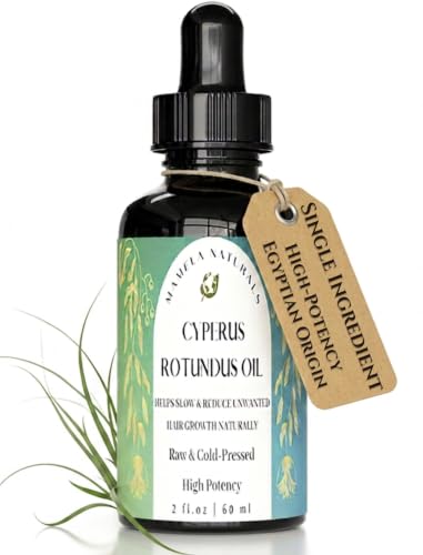 Cold-Pressed Cyperus Rotundus Oil for Hair Removal-Undiluted, 100% Pure &amp; Natural Cyperus Oil to Reduce Unwanted Hair Growth, Moisturizing &amp; Soothing Post-Hair Removal-All Skin Types-2oz
