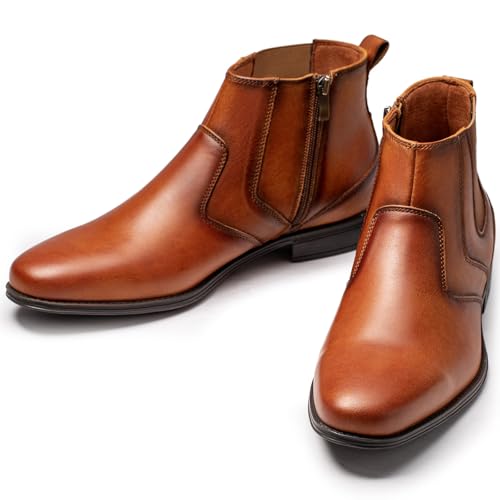 Image of Holy dove Chelsea Boots Men - Genuine Leather,Chelsea Boots for Men with Side Zipper, Casual Slip-On Ankle Boots, Chukka & Oxford Style Dress Boots