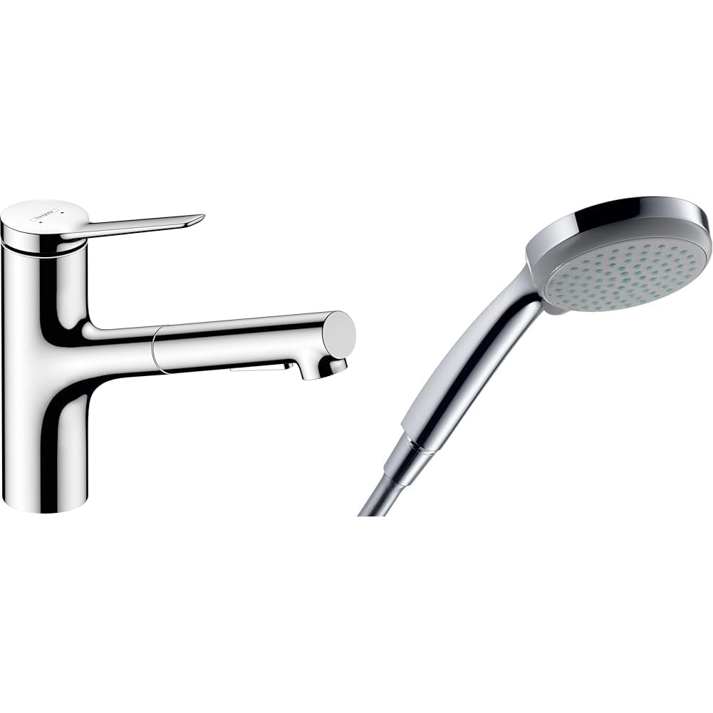 Douchette extractible 2 jets Zesis M33 et pommeau rond Croma 100 4 jets