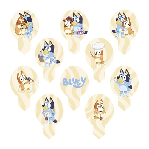 dekora Decoração para bolos Bluey, 20 toppers comestíveis de bolacha para cupcakes, (6,5 x 4 cm), decoração de aniversário Bluey e Bingo, sem glúten, sem lactose e adequado para vegetarianos
