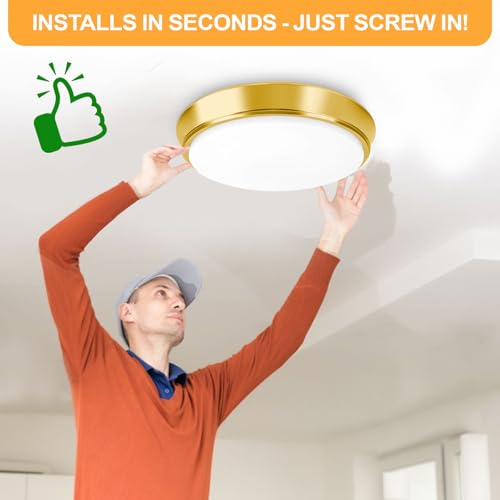 Image of 13 Inch 2-Pack Dimmable Flush Mount LED Ceiling Light Fixtures, 36W 4000LM Super Bright Gold LED Ceiling Lights with 5 Color Temperatures (2700K-6500K), Modern Round LED Lights for Kitchen Living Room