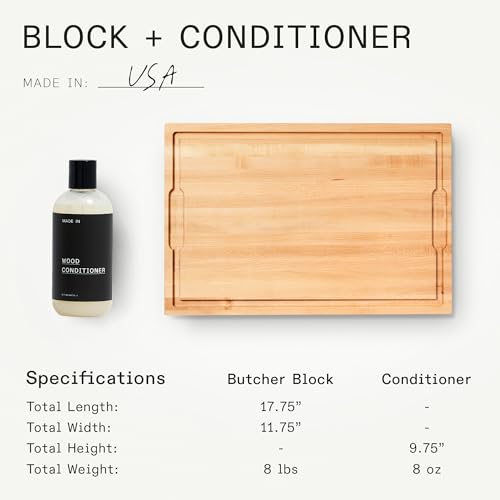 Tablero de cortar de madera de arce con acondicionador para madera - Tabla charcutera gruesa con asas laterales - 45,09 x 29,85 cm miniatura 6
