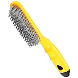 Chanharm Wire Scratch Brush Stainless Steel with 10.5" Curved Plastic Handle and 79 Bundles of Bristles, Heavy Duty for Dirt Rust Removal Before Welding, Dust Paint Scrubbing (LWH-SP-wb)