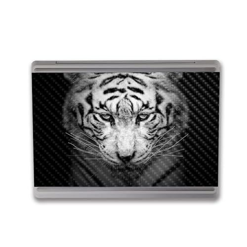 Image of MightySkins Carbon Fiber Skin Compatible with Microsoft Surface Laptop Go 3 (2023) Full Wrap Kit - Mono Tiger | Protective, Durable Textured Carbon Fiber Finish | Made in The USA